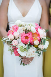 Bridal Bouquet with Hot Pink Peonies and Blush Roses