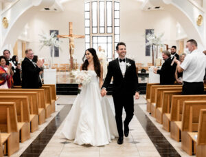 Classic Timeless Florida Bride and Groom Exiting Traditional Church Wedding Ceremony