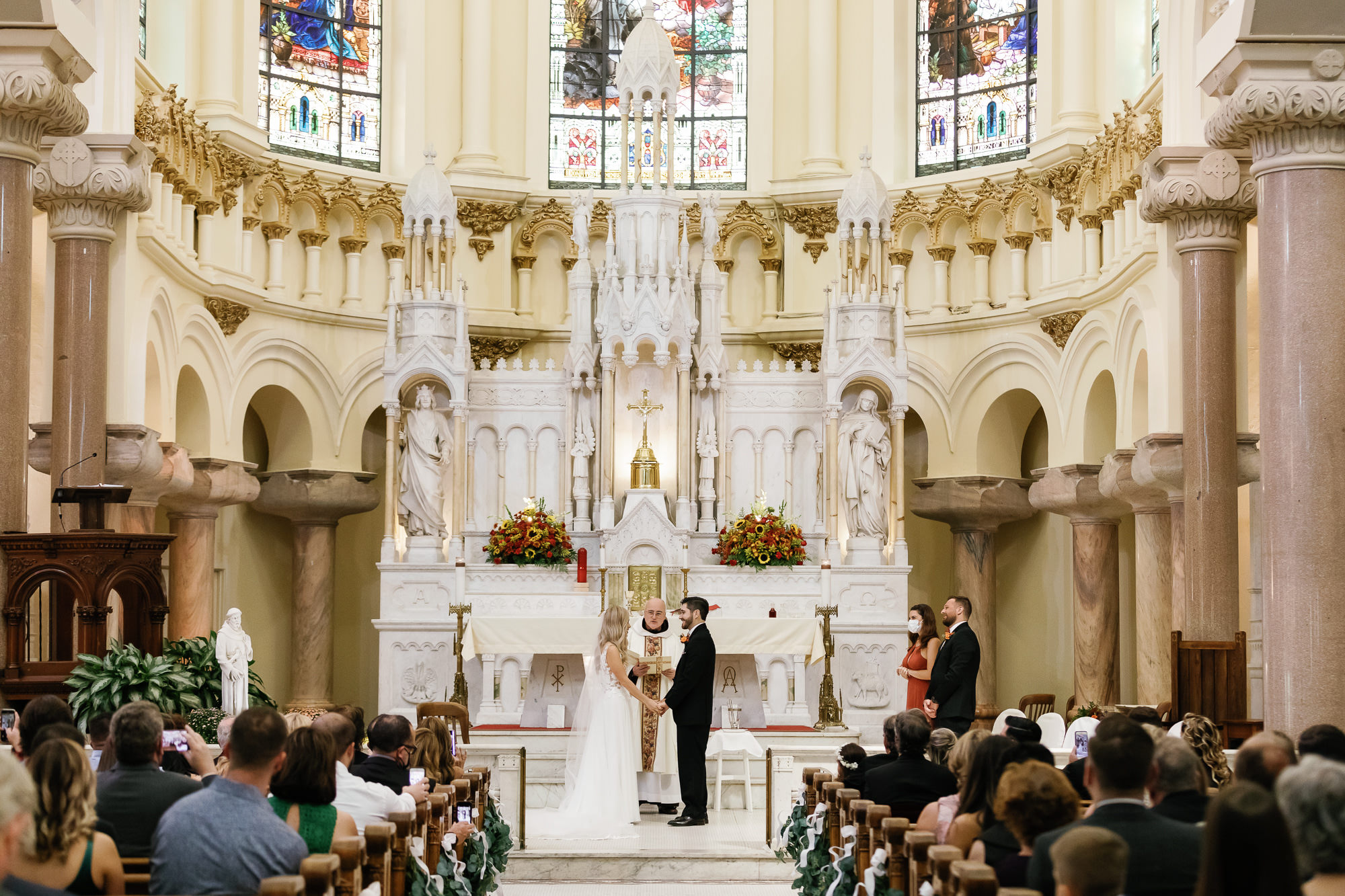 Bride and Groom Exchanging Wedding Vows, Tampa Bay Church Wedding Ceremony Venue Sacred Heart