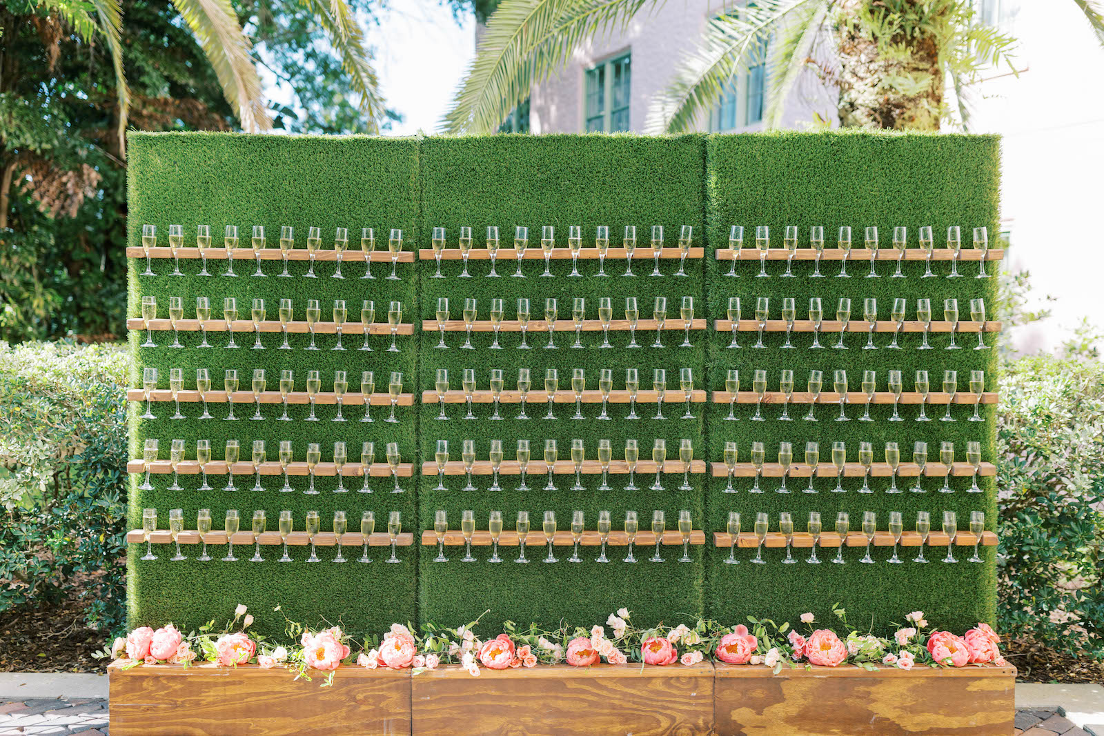Wedding Champagne Greenery Wall | Florida Wedding Planner Parties a la Carte
