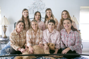 Bride and Bridesmaids Getting Ready Portrait in Flannel Shirts | Carrie Wildes Photography