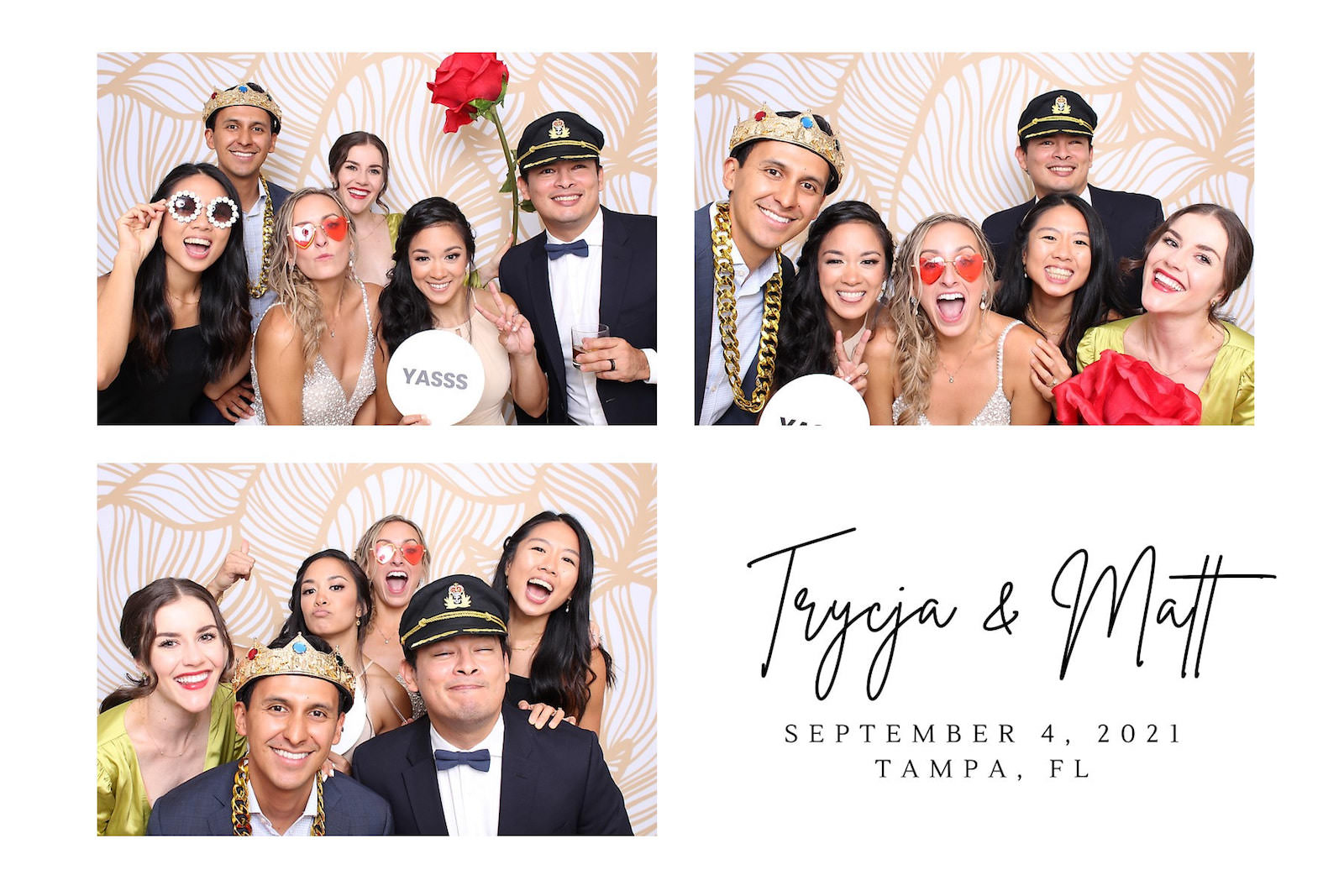 White and Green Modern Minimalist Tropical Wedding Reception Photobooth | Tampa Bay The Gala Photobooth