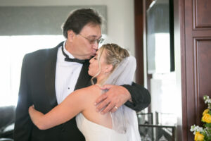 Father of the Bride and Bride First Look Portrait | Carrie Wildes Photography