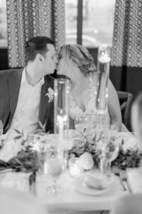 Bride and Groom Intimate Wedding Kiss in Black and White Portrait | MDP Event Planning