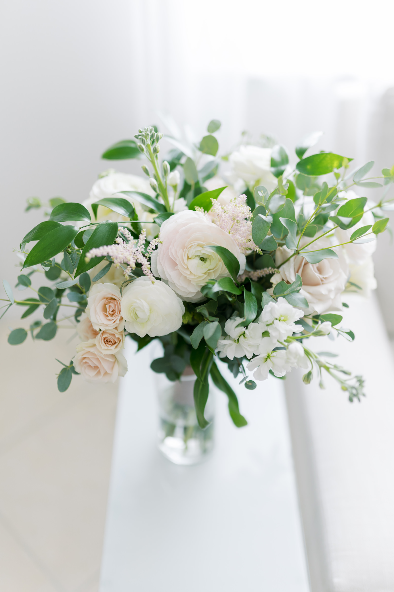 Peonies and Ranunculus Floral Wedding Bouquet with Greenery