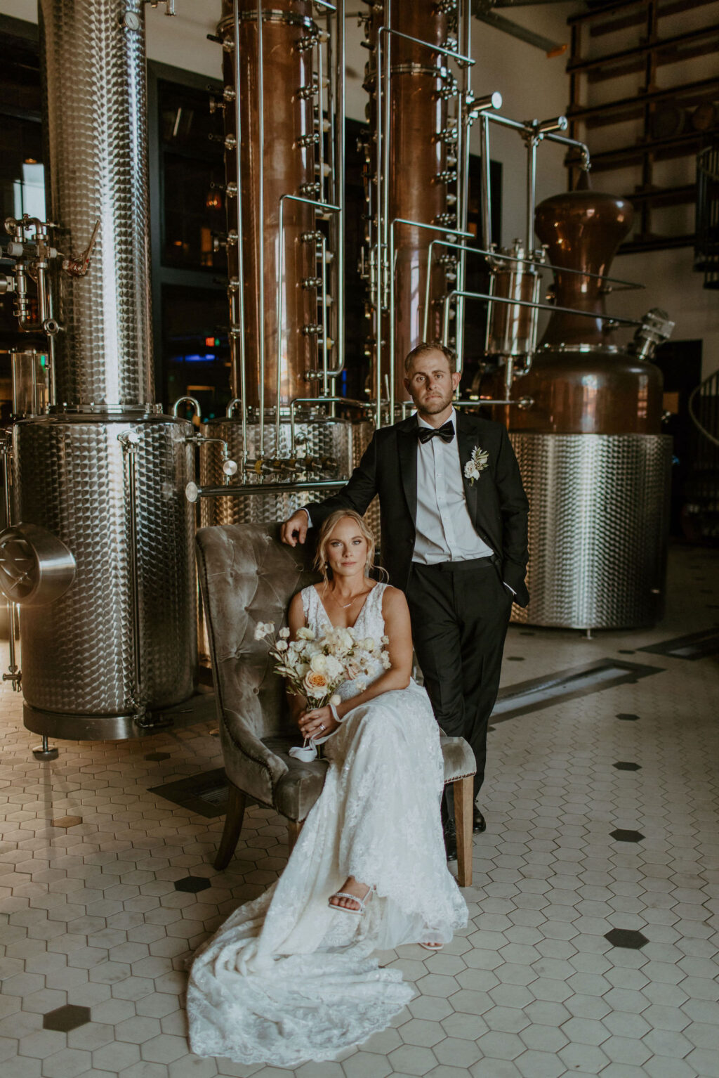Bride and Groom Industrial Wedding Portrait | Urban Stillhouse St. Petersburg Wedding Venue