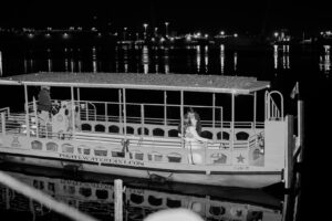 Romantic Blue Coastal Chic Bride and Groom on Water Taxi | Tampa Bay Wedding Photographer Lifelong Photography Studio