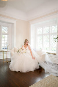 Wedding Portrait with Bride in Stella York Dress and Long Veil | South Tampa Photographer Lifelong Photography Studio