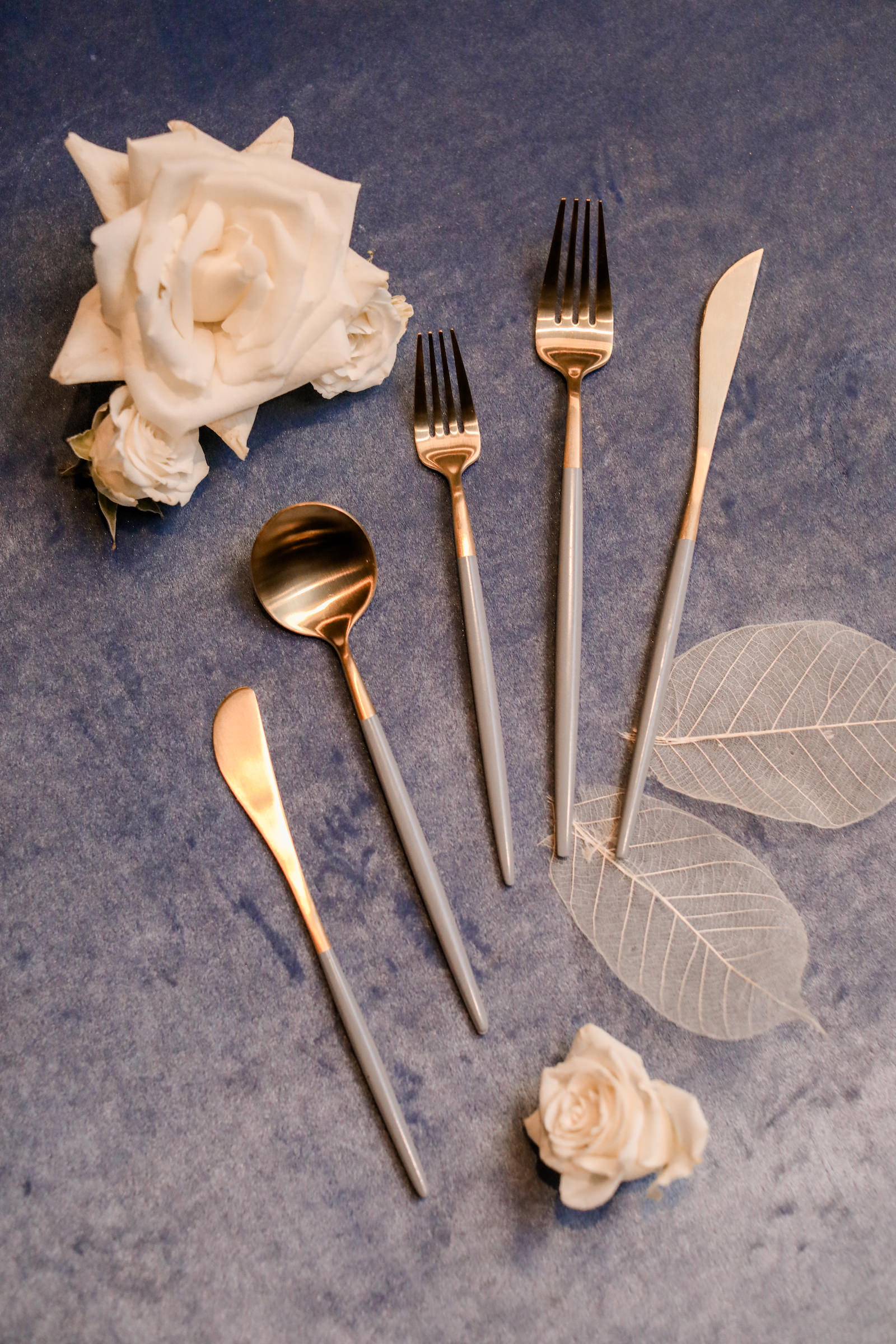 Gold and Grey Flatware | Kate Ryan Event Rentals