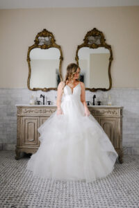 Romantic Blue Coastal Chic Bride Wearing Tulle Ballgown Wedding Dress | Tampa Bay Wedding Photographer Lifelong Photography Studio