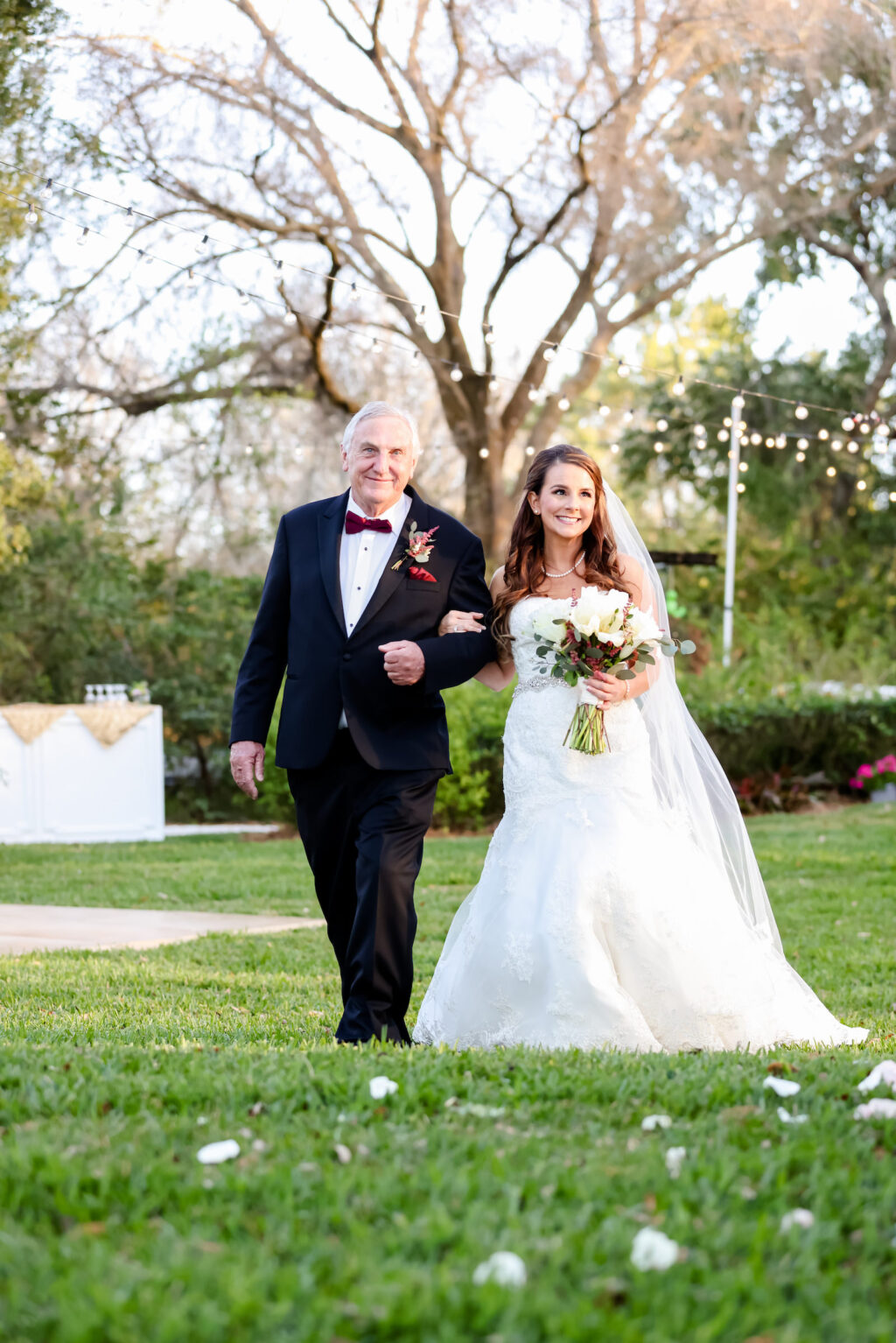 Romantic Classic Bride Walking with Father Down the Wedding Ceremony Aisle | Tampa Bay Wedding Photographer Lifelong Photography Studio | Wedding Dress Truly Forever Bridal