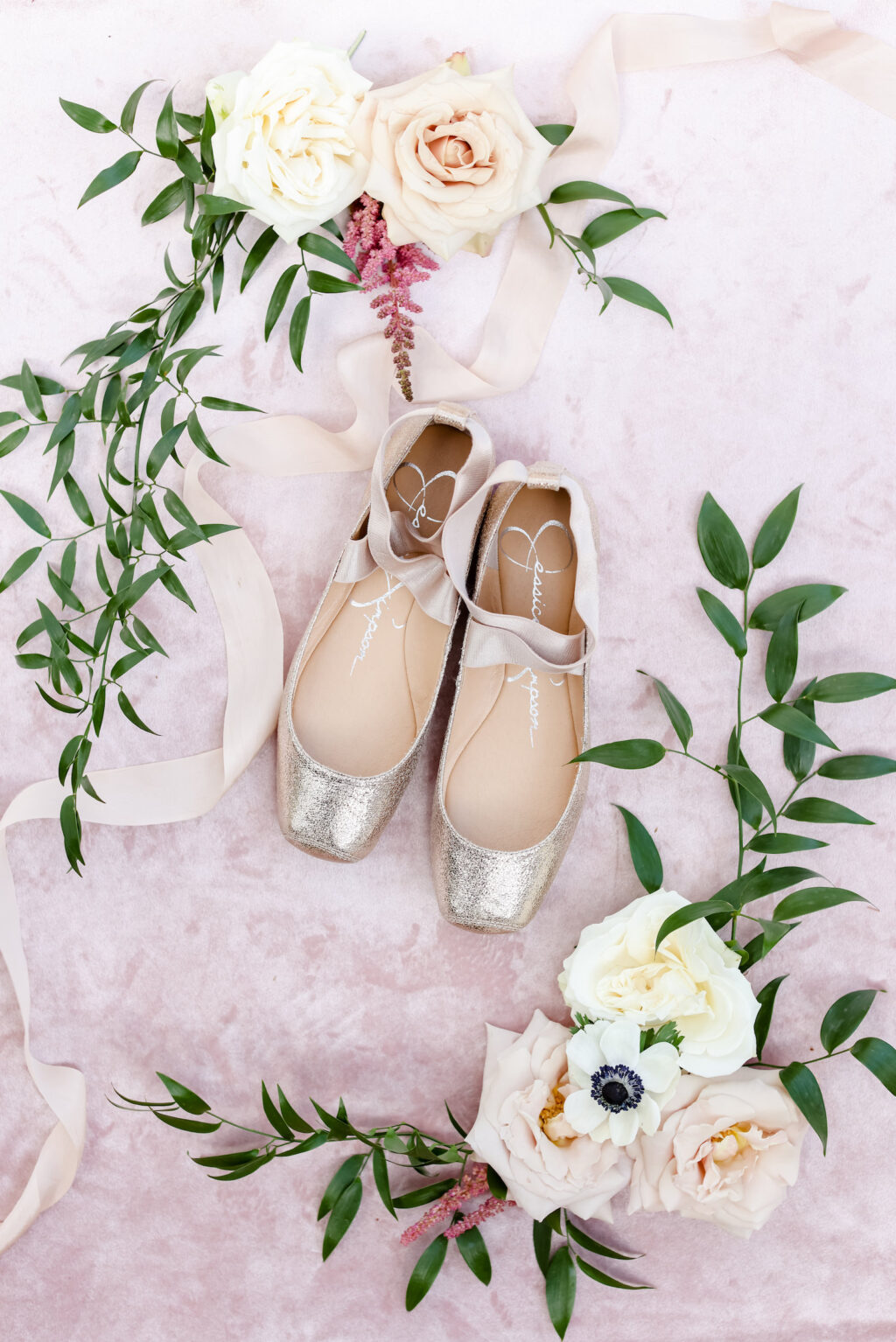 Champagne Gold Ballet Falt Jessica Simpson Bridal Wedding Shoes | Tampa Bay Wedding Photographer Lifelong Photography Studio