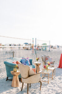 Colorful Tropical Wedding Seating at Beachfront Wedding Reception | St. Petersburg Wedding Venue Postcard Inn On the Beach