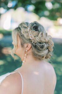 Bridal Braided Updo with Crystal Detail Hair Piece | Femme Akoi Beauty Studio