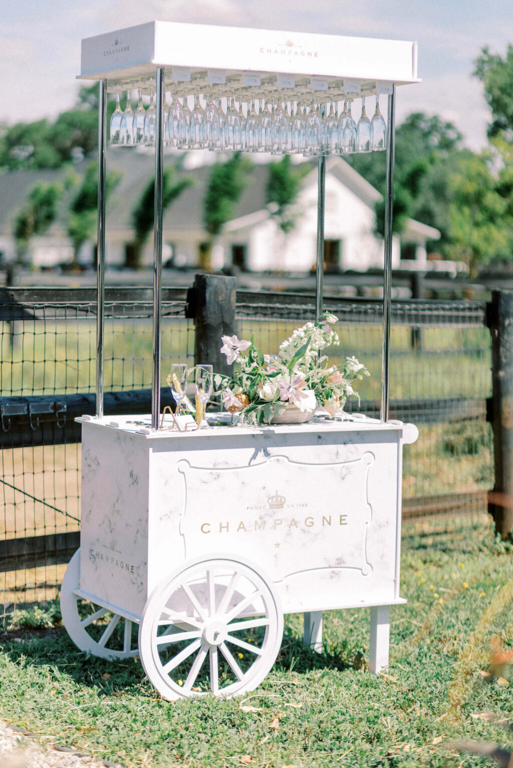 Garden Whimsical Outdoor Wedding Decor, Champagne Cart