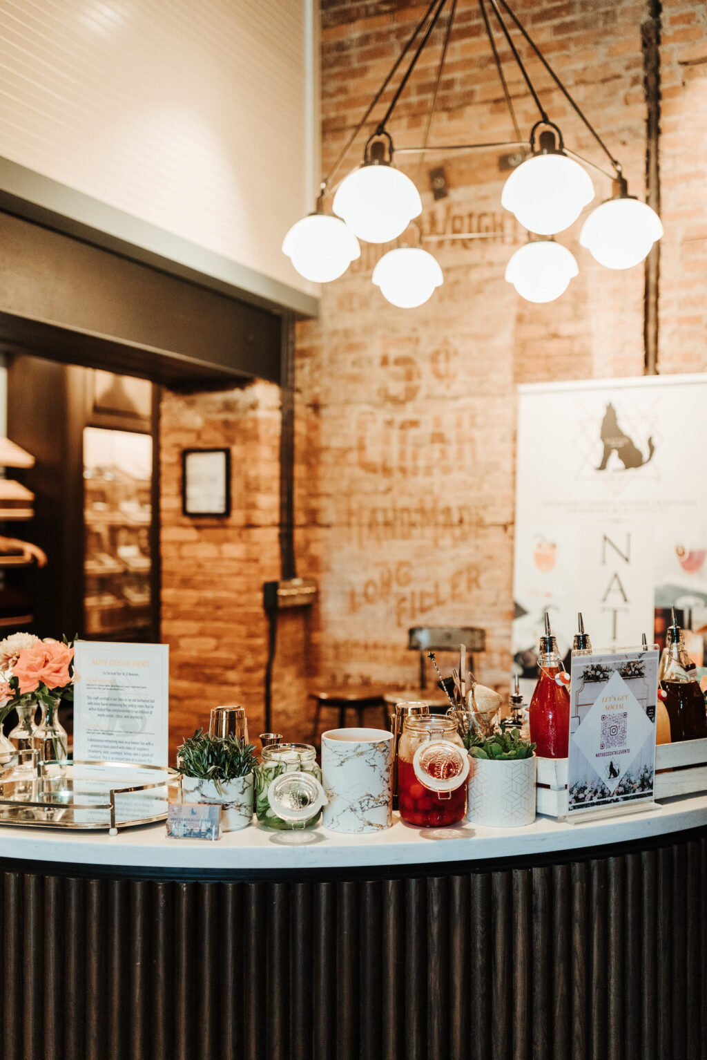 Wedding Bar Set Up in Industrial Wedding Reception | JC Neman Cigar Factory Tampa Bay Wedding Venue