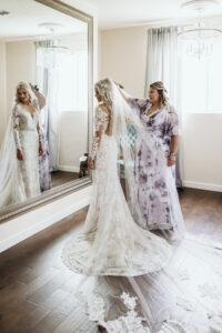 Mother of the Bride Helps Bride Get Ready Wedding Portrait | Adore Bridal Hair and Makeup Tampa Florida