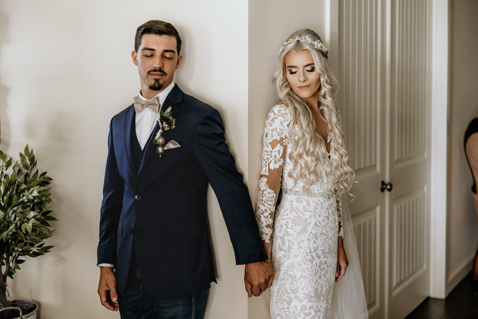 Bride and Groom Before the Wedding Hand Holding Portrait | Tampa Bay Adore Bridal Wedding Hair and Makeup