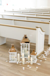 Lantern Aisle Wedding Décor Detail | Florida Church Venue Harborside Chapel