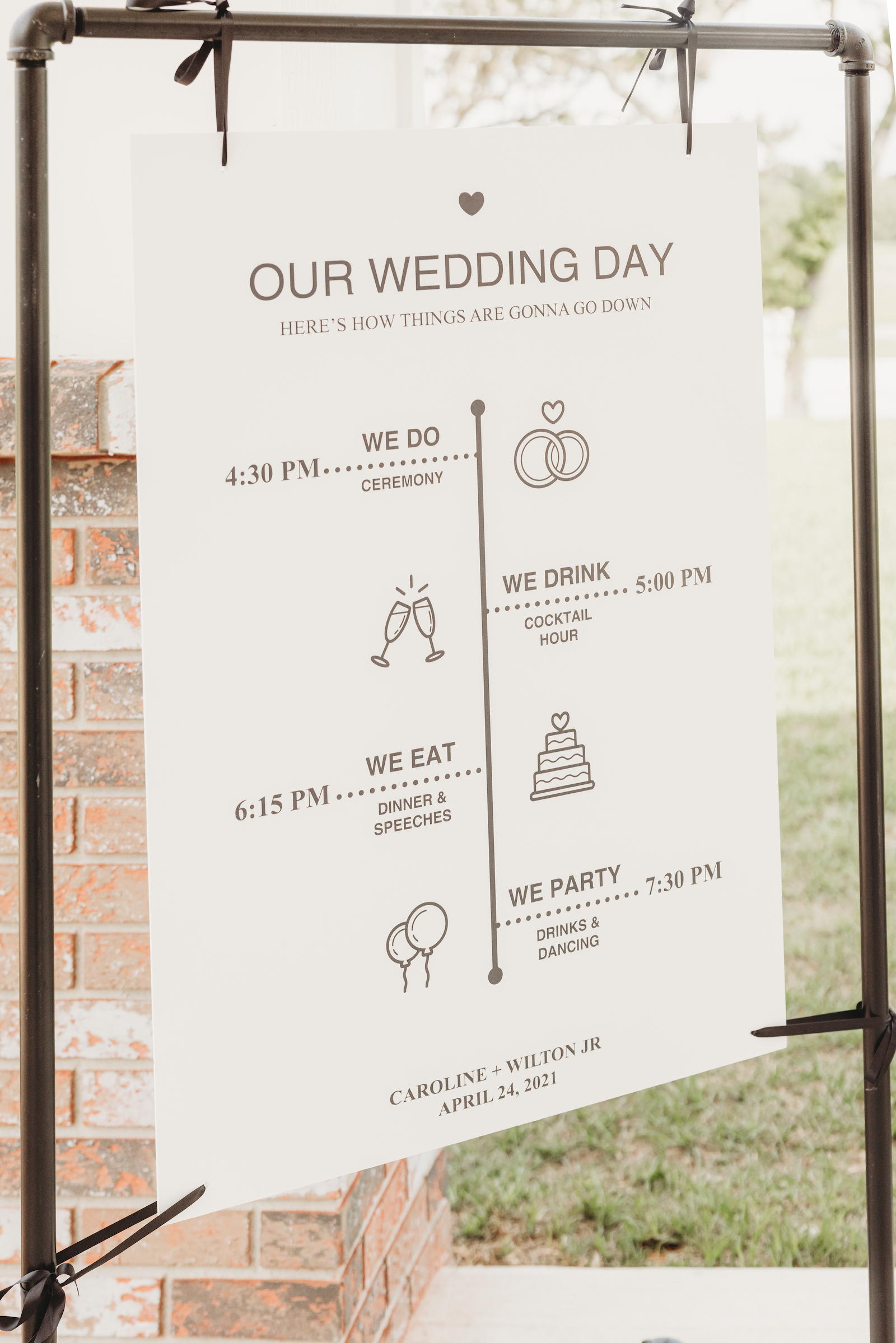 Classic Black and White Wedding Day Poster Size Program Signage