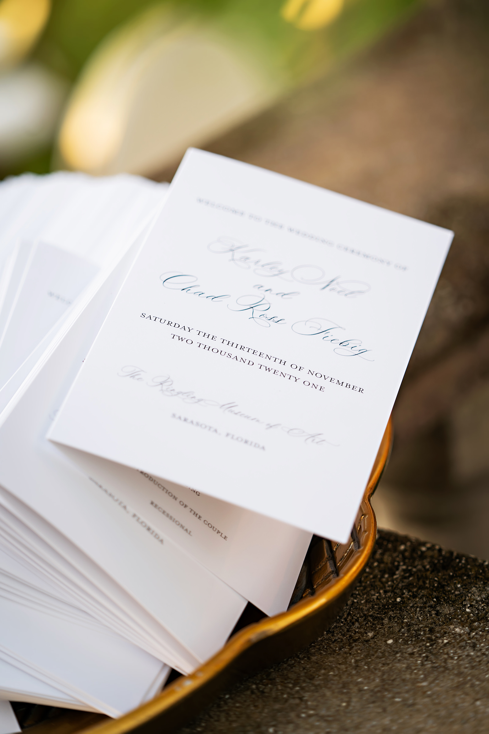 Luxurious Modern Black and White Letter Press Half Folded Wedding Programs | Tampa Bay Wedding Stationery A&P Design Co | Sarasota Wedding Photographer Limelight Photography