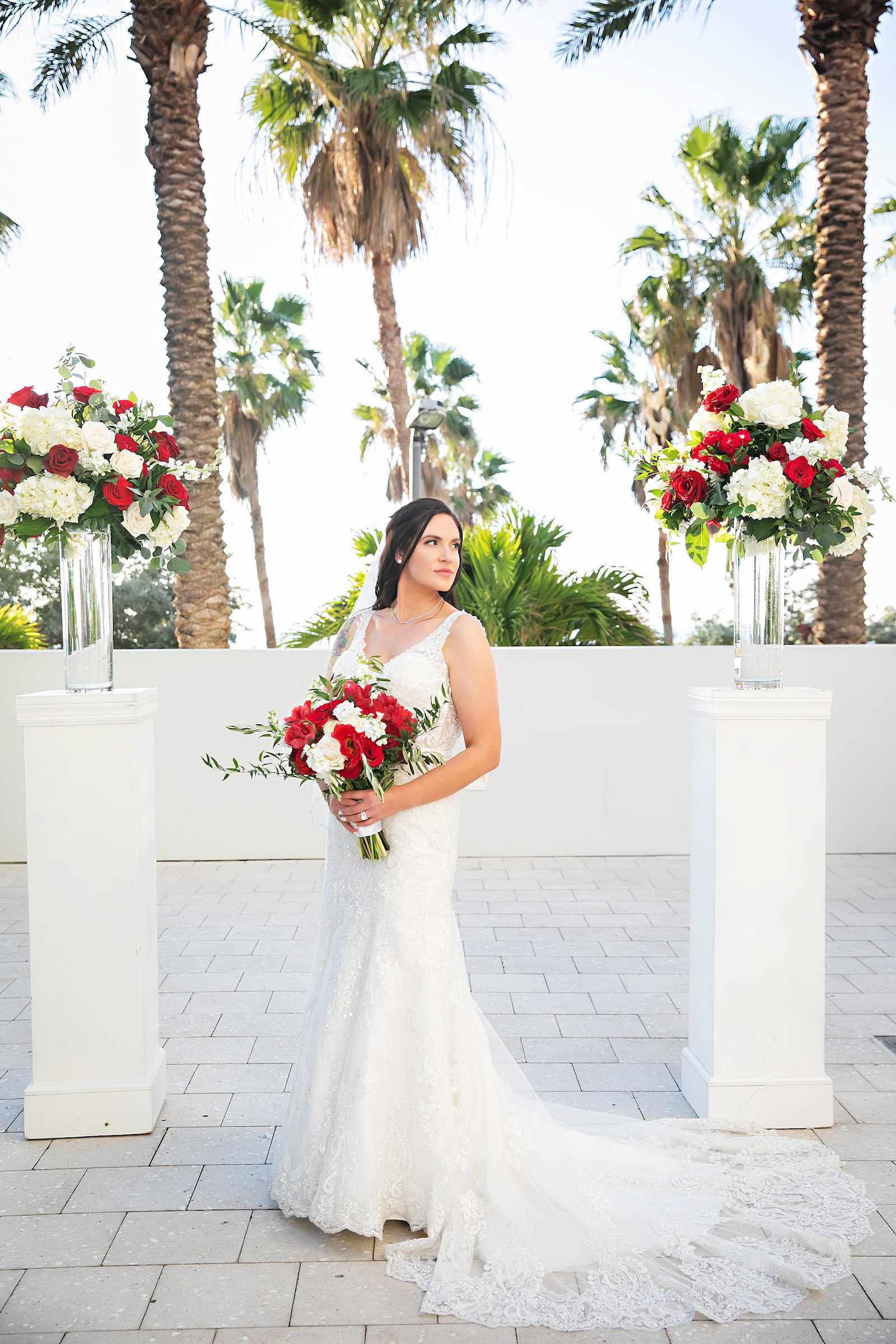 Bridal Portrait in Front of the Alter | Florida Wedding Photographer Limelight Photography | Save the Date Florida Wedding Florist