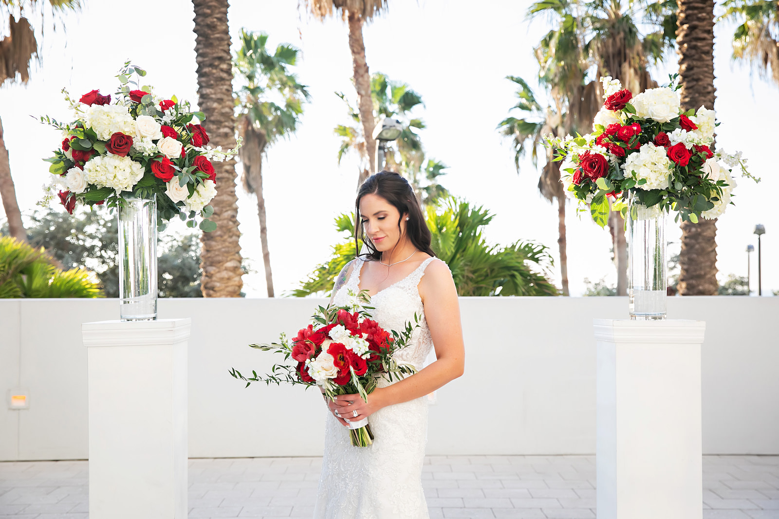 Bridal Portrait in Front of the Alter | Florida Wedding Photographer Limelight Photography | Save the Date Florida Wedding Florist