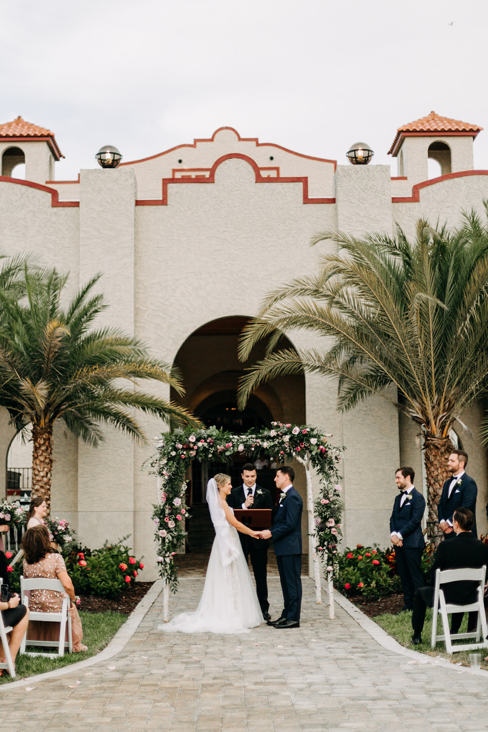 Florida Bride and Groom Exchanging Wedding Vows During Ceremony at Dunedin Wedding Venue The Fenway Hotel | Tampa Bay Wedding Photographer Amber McWhorter Photography