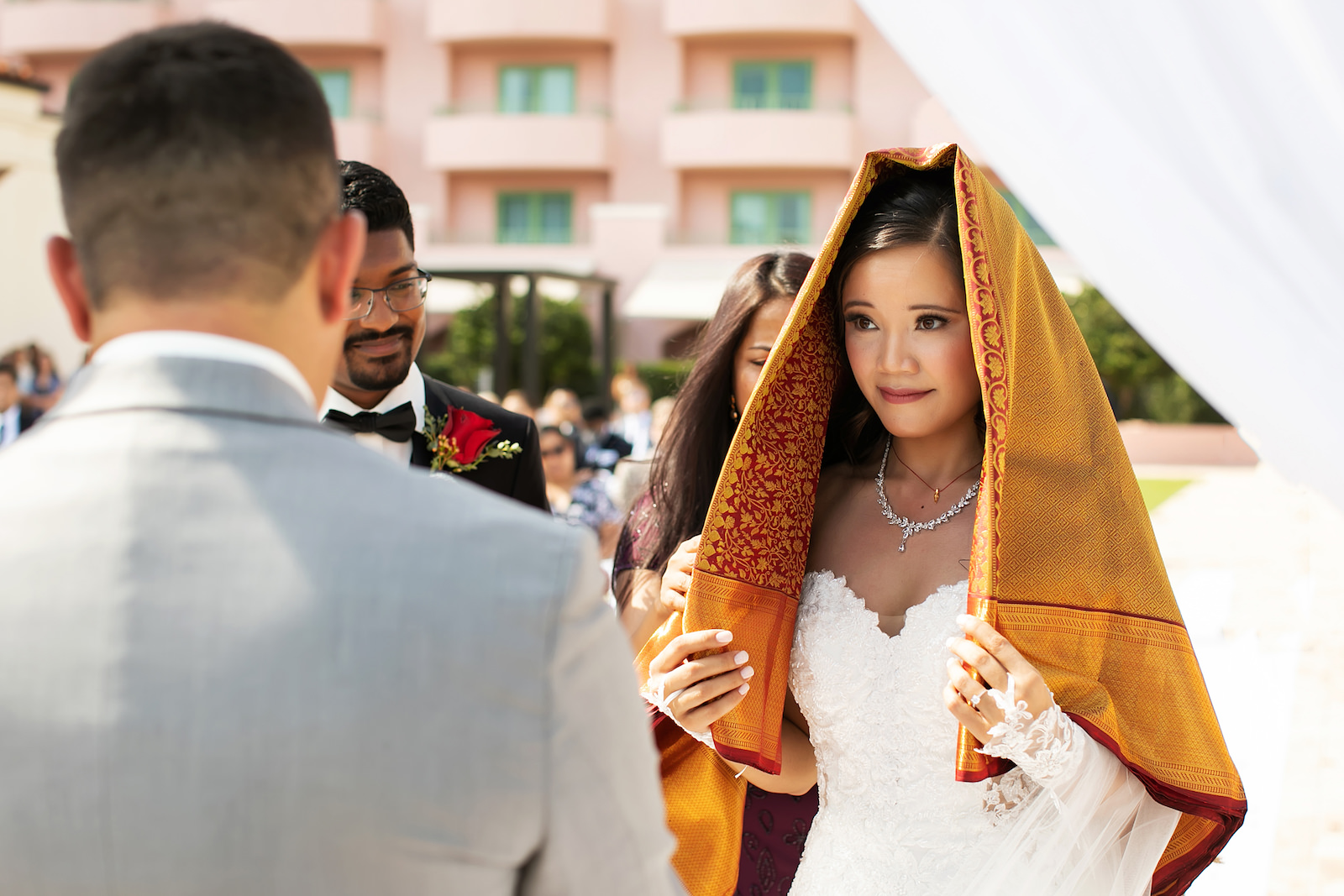 Traditional Indian Wedding Ceremony, Bride with Head Covering | Tampa Bay Wedding Photographer Limelight Photography