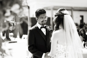 Elegant Garden Wedding, Bride and Groom Black and White Portrait | Tampa Bay Wedding Photographer Limelight Photography