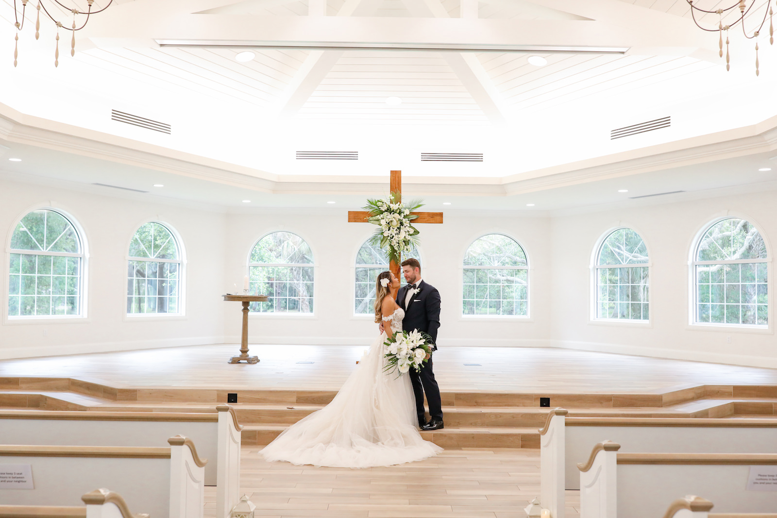 Bride and Groom Alter Wedding Portrait | Harborside Chapel Tampa Wedding Venue | Lifelong Photography