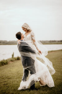 Bride and Groom Veil Wedding Portrait | Tampa Bay Bridal Hair and Makeup Adore Bridal