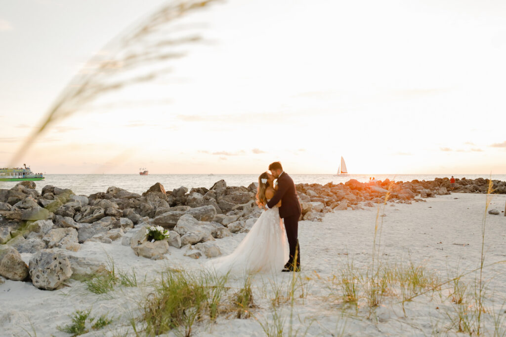 Bride and Groom Beach Wedding Portrait | Florida Wedding Photographer Lifelong Photography