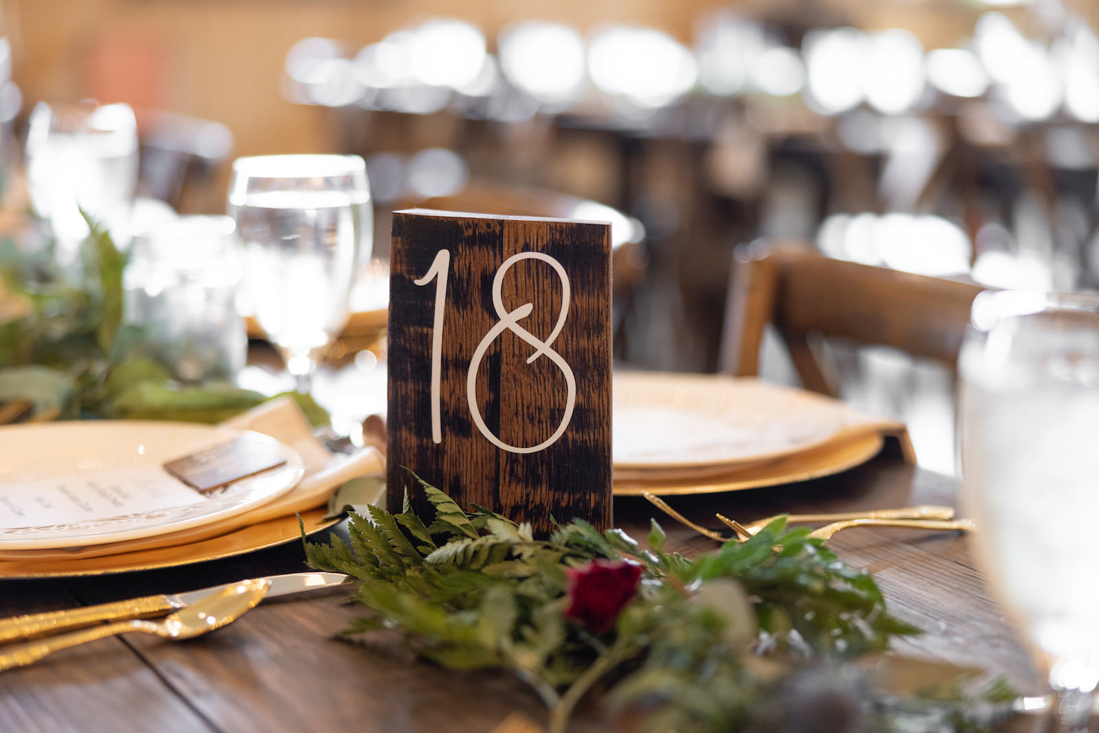 Wooden Table Number with White Lettering Rustic Wedding Décor