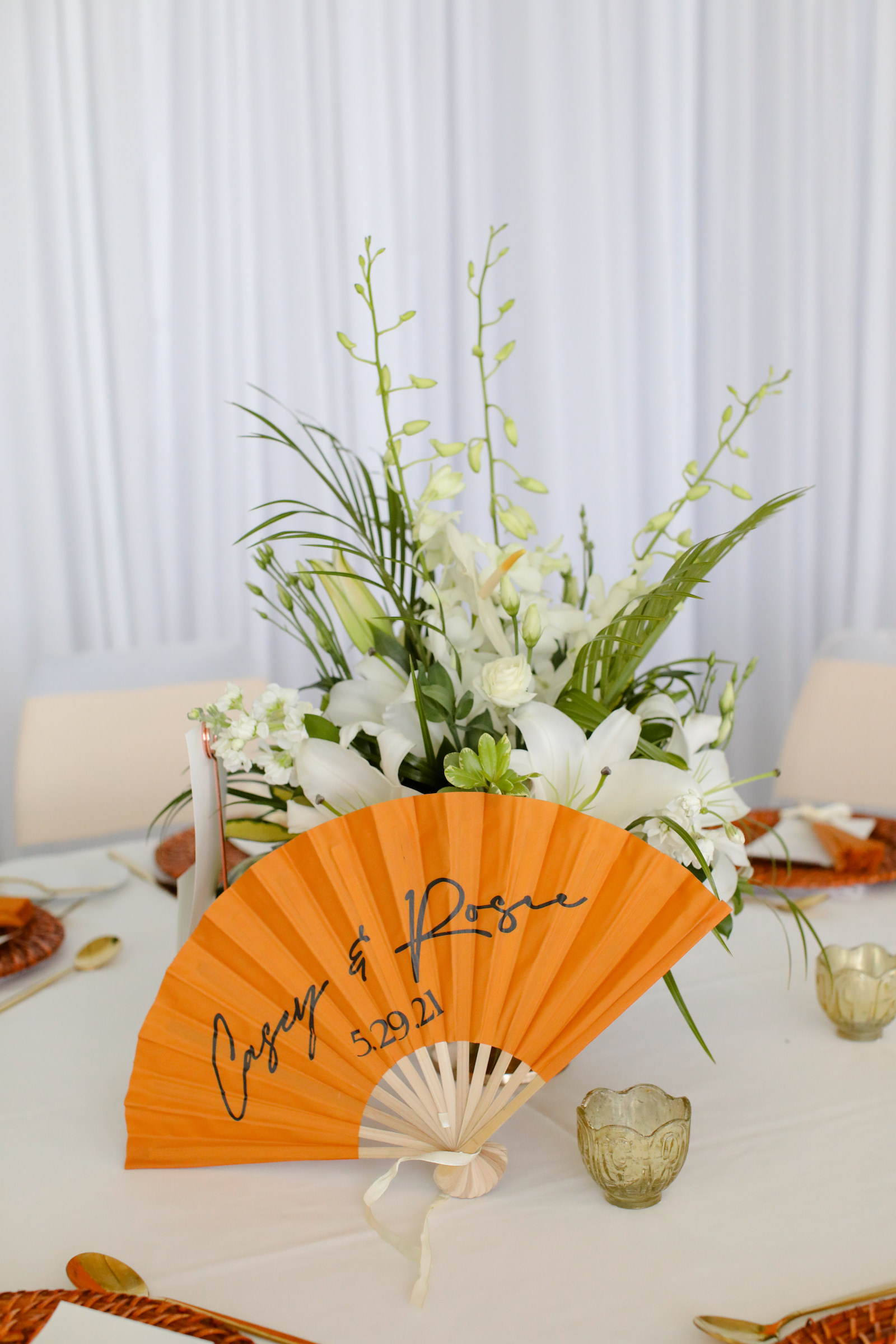 Monogramed Fan Party Favor for Wedding Guest