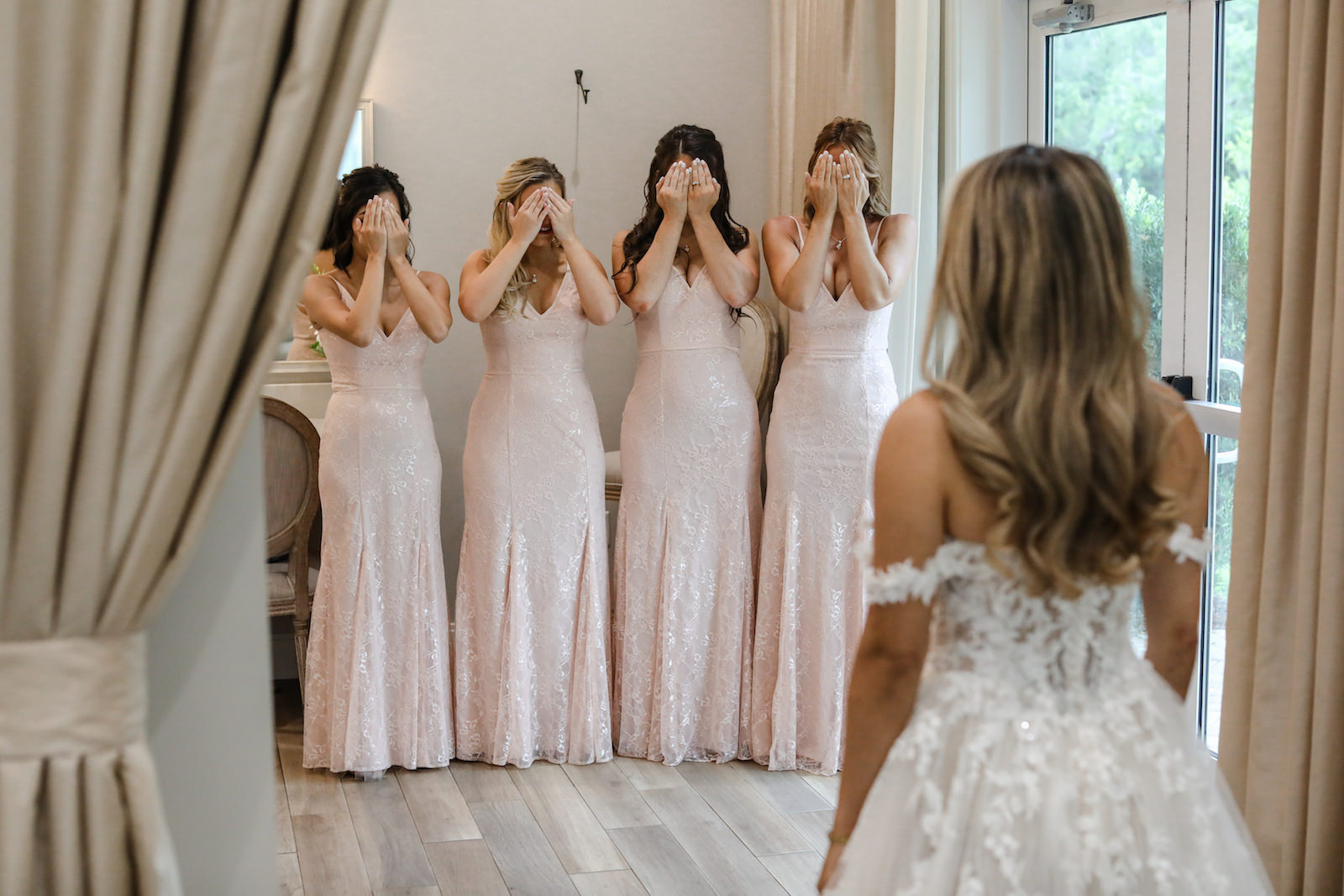 Bride First Look with Bridesmaids Portrait | Lifelong Photography