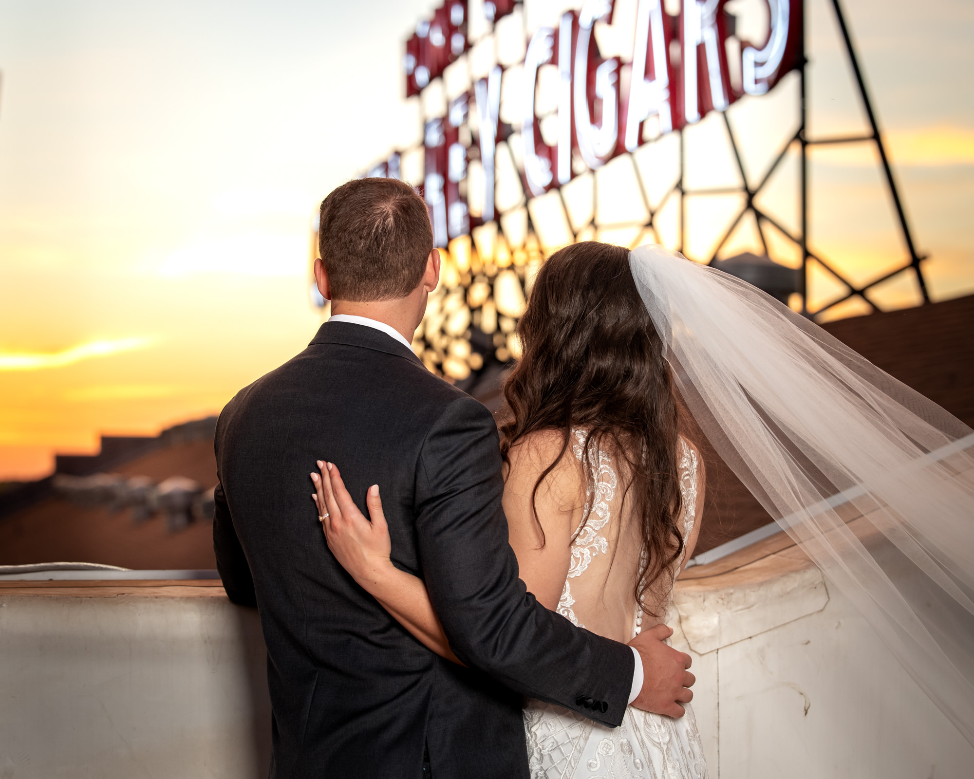 Sunset Rooftop Wedding Portrait | Ybor City Wedding Venue J.C. Newman Cigar Co.