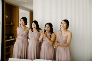 Bridesmaids in Flowy Mauve Mix and Match Dresses | Tampa Bay Hair and Makeup Adore Bridal
