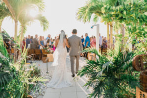 Bride Walking Down Aisle Wedding Portrait