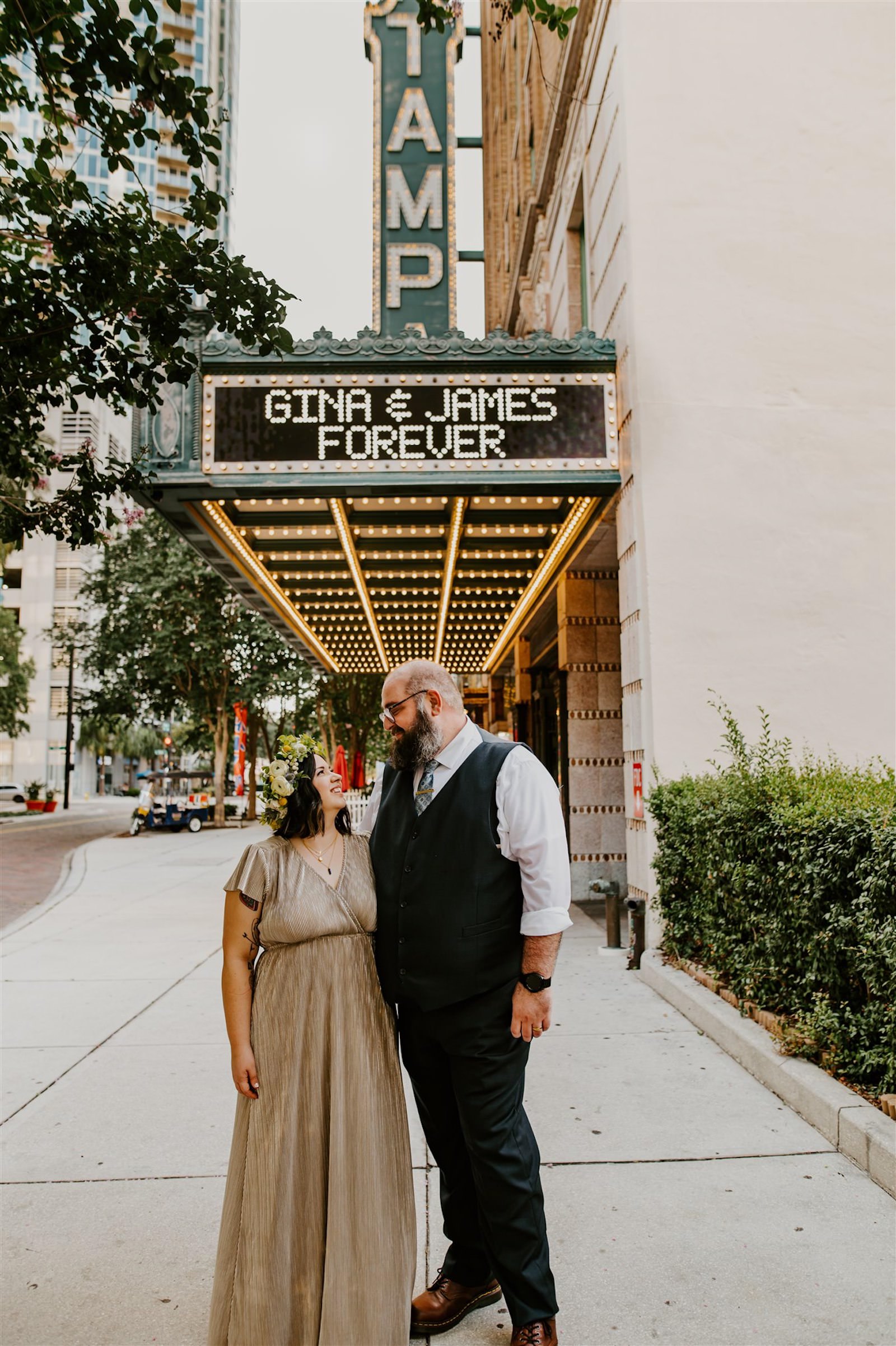 Bride and Groom Downtown Tampa Wedding Portrait | Florida Wedding Photographer Regina as the Photographer