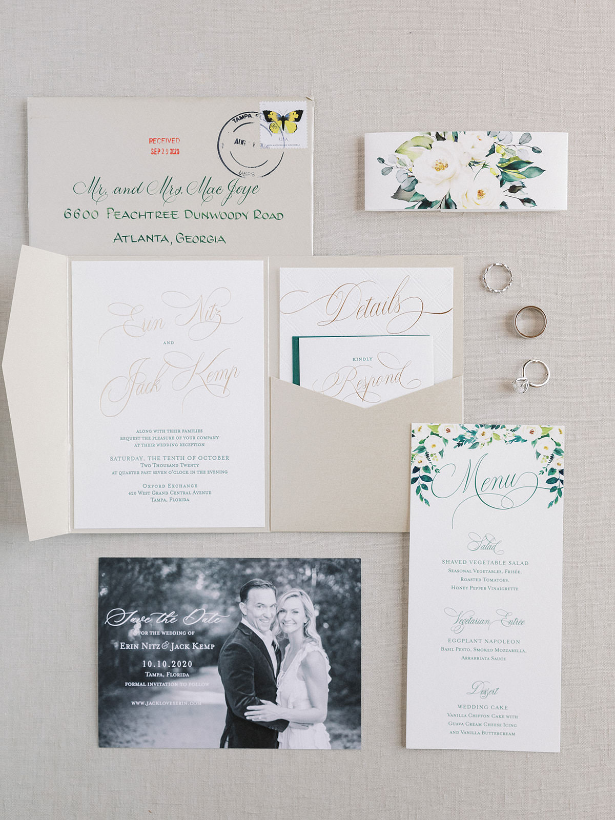 Classic Elegant Floral White and Greenery Wedding Suite | Tampa Bay Wedding Stationery A&P Design Co