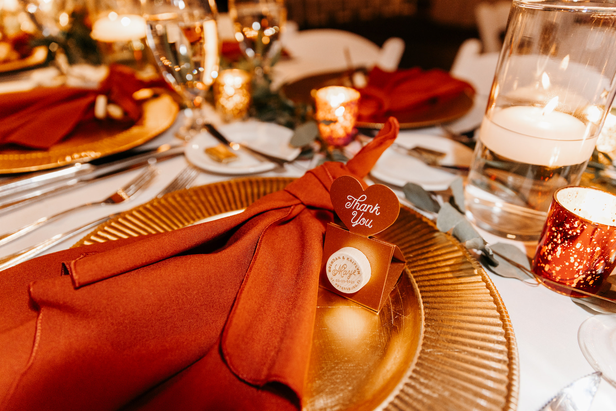 Gold and Burnt Orange Tablescape and Place Setting Décor