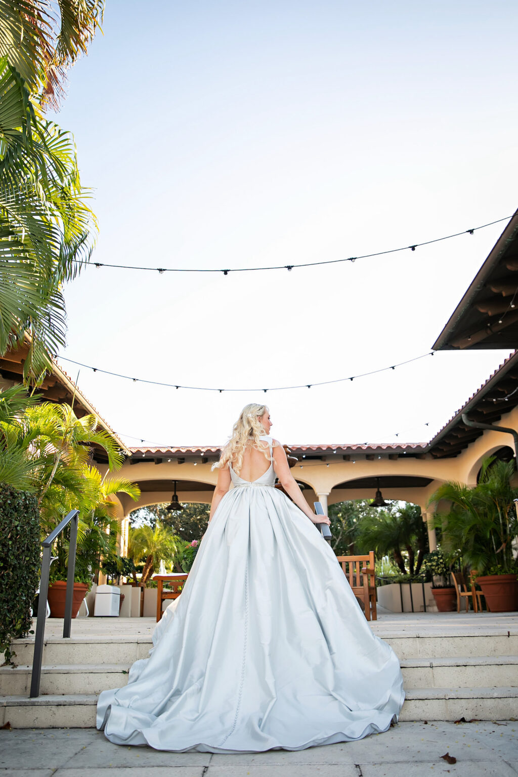 Bride in Deep V Classic Wedding Ballgown Portrait | Florida Wedding Photographer Limelight Photography