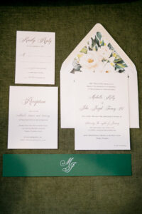 Green and Gold Christmas Wedding Decor, White Flower and Greenery | Tampa Bay Wedding Invitation A&P Design Co | Tampa Bay Wedding Photographer Carrie Wildes Photography