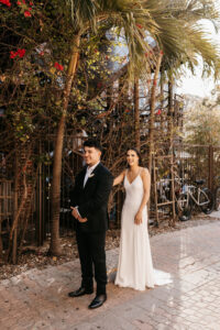 Bride and Groom First Look Wedding Portrait