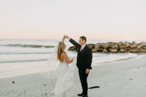 Bride and Groom Dancing on the Beach Wedding Portrait | St. Petersburg Wedding Photographer Amber McWhorter Photography