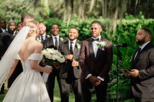 Groom Sees Bride for the First Time Walking Down the Aisle Wedding Portrait | Florida Photographer Joyelan Photography