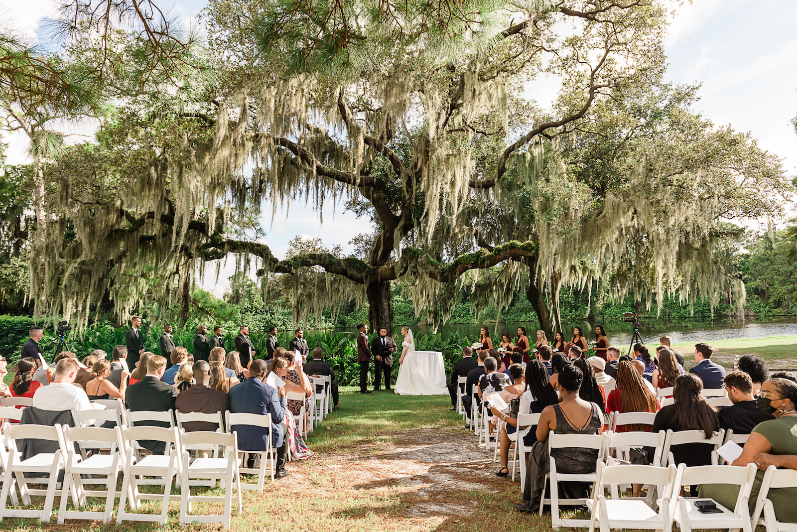 Outdoor Palm Harbor Wedding Ceremony Under Oak Tree