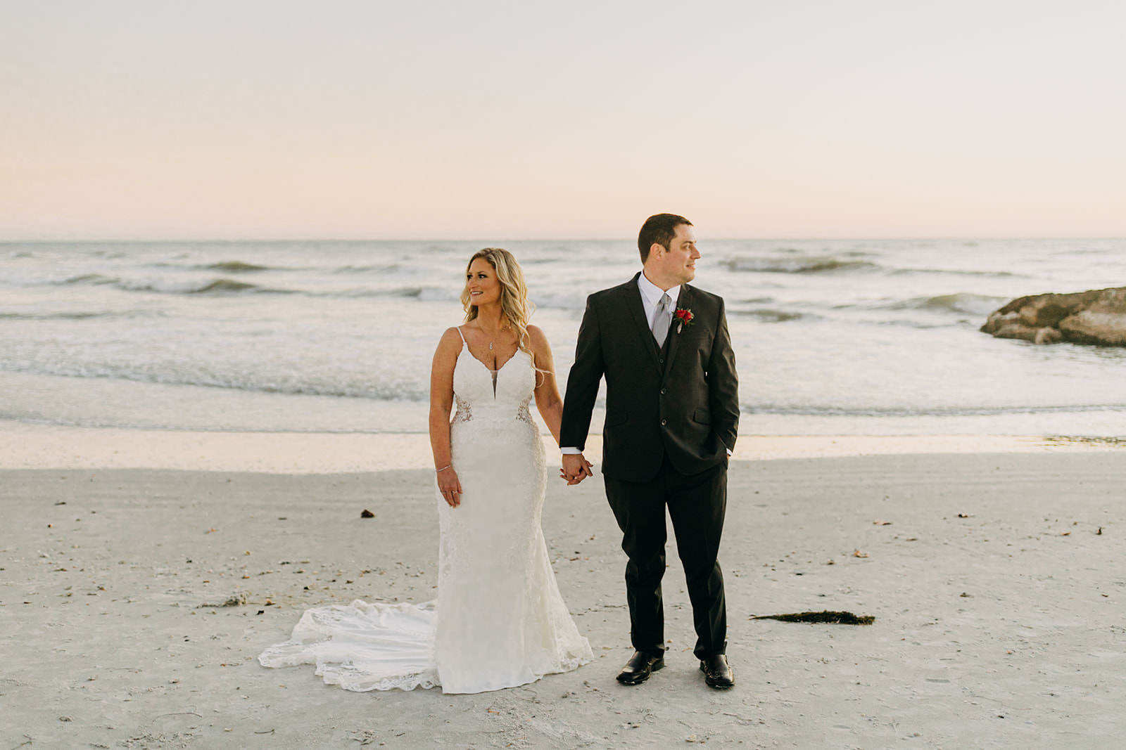 Bride and Groom on the Beach Wedding Portrait | St. Petersburg Wedding Photographer Amber McWhorter Photography