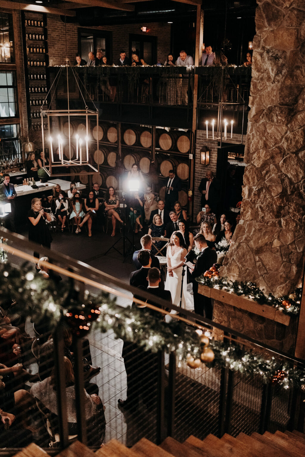 Industrial Indoor Wedding Ceremony with White and Gold Chairs | Tampa Wedding Ceremony Florida Wedding Venue Urban Stillhouse